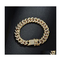 Link Chain Mens Hip Hop Bling Gold Bracelets Diamond Jewellery Iced Out Miami Cuban Link Bracelet 1272 B3 Drop Delivery Dhpa6