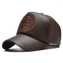 Ball Caps High Quality Pu Leather Baseball Cap Men Winter Snapback Hat Gorras Para Hombre Hip Hop Pattern Hats Bone Trucker