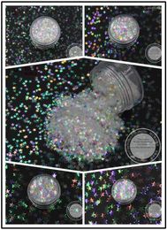 Nail Glitter TCR22 White Color With Purple Red Light Colorful Star Shape Specular Luster For Art DIY Decoration