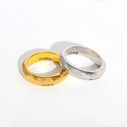 Hoop Earrings & Huggie Brand Simple Fashion Style Plain Ring Finger For Women And Men Cold Wind With Letter Brass Plated 18K Gold Lovers