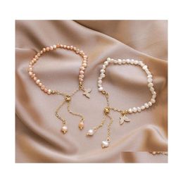 Beaded Strands Jewellery For Women Mother Of Pearl Butterfly Wedding Set Earrings Necklace Bracelet Beaded 3681 Q2 Drop Delivery Brace Dhena