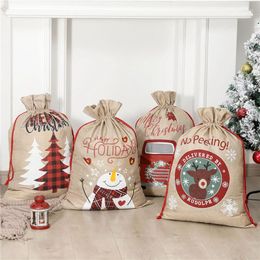 Christmas Decorations Gift Bags Large Santa Sacks Linen Candy Bag Claus Present Storage Drawstring Pocket Xmas Ornaments