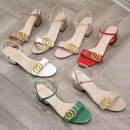 Classic High Heeled Sandals Designer Sandal Leather Women Dance Shoe Sexy Heels Suede Lady Metal Belt Buckle Thick Heel Womens Lock Sandals