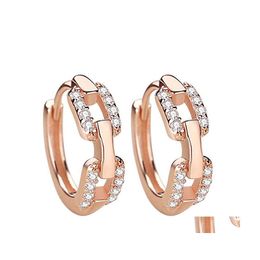 Stud Sier Earrings For Women Square Double Ring Buckle Diamond Ear Connexion Hoop Drop Delivery Jewellery Dhiir