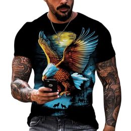 Men's T-Shirts Soaring Eagle 3D Print T Shirt O Neck Short Sleeve Animal Funny Graphic Streetwear Summer Loose Male Oversized Tops Tees 230131