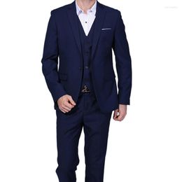 Men's Suits 3 Piece Formal Men For Wedding Slim Fit Navy Blue Groom Tuxedo With Notched Lapel Male Fashion Jacket Waistcoat Pants