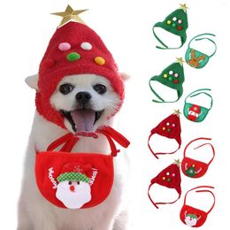 Dog Apparel 2023 Christmas Hat Pet Cap Bandana Scarf Bibs Santa Elk Cute Cosplay Costume Outfit For Small Medium Doggy Cats Headgear