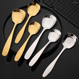 Dinnerware Sets 3Pcs 304 Creative Stainless Steel Cutlery Square Head Flat Bottom Spoon Chinese Dessert Student Soup