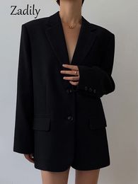 Women's Suits Blazers Zadily Autumn Oversize Long Sleeve Black Women Blazer Normcore Style Loose BF Ladies Suit Work Clothing Jacket Coat 230131