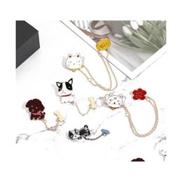 Pins Brooches Cat Ball Fish Dog Bone Cactus Potted Plant Steamship Animal Chain Tassel Pins Badges For Kids Cartoon Jewellery Drop Del Dhubc