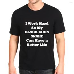 Men's T Shirts Fashion Printed Tshirt Black Corn Snake Work Hard For Better Life Customization Tees Top Mens Loose