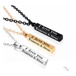 Pendant Necklaces I Love You Stainless Steel Wishing Column Necklace Black Pillar Couple Accessories Women Men Bdehome Drop Delivery Dhaxs