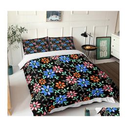 Sängkläder sätter 3D -säng eret Set Colourf Diamond Design dubbelsäng med kuddfästen Fabic King Queen Size Drop Delivery Home Garden Otlkk