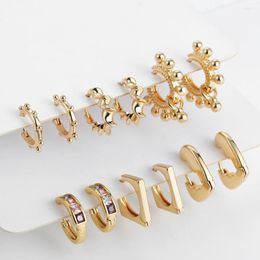 Hoop Earrings Minimalist Small Gold Color Twist Bead Circle For Women Geometric Heart Square Huggies Statement Jewelry