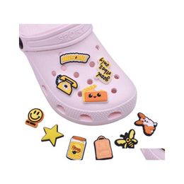 Shoe Parts Accessories Cute Cartoon Yellow Croc Charms Pvc Garden Shoes Clog Wristband Decoration Party Brithday Gift Drop Delivery Dhfdr