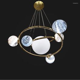 Chandeliers Home Design Decoration Interior Lighting Nordic Globe Glass Led Chandelier Golden Ring For Kitchen Bedroom Bedside Pendant Lamps