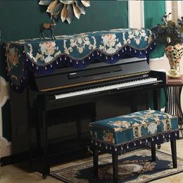 Chair Covers European Piano Cover 3-Piece Set Luxury American Advanced Chenille Relief Dirt-Proof Keyboard Cloth