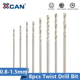 Professional Drill Bits XCAN Twist Bit Set 8pcs 0.8 0.9 1.0 1.1 1.2 1.3 1.4 1.5mm Wood Metal Hole Cutter HSS Mini Gun