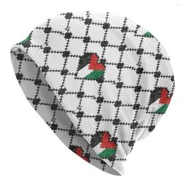 Berets Palestinian Flag Heart Bonnet Homme Fashion Knitting Skullies Beanies Cap Palestine Hatta Kufiya Embroidery Slouchy Beanie Hat