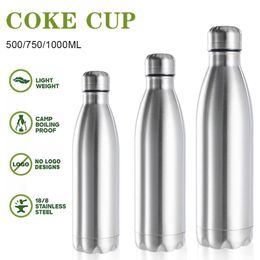 Water Bottle 500/750/1000ml Portable Outdoor Food Grade Stainless Steel Leakproof Vacuum Cup Cold Daily Use And Travel