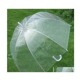 Umbrellas Romantic Clear Bubble Umbrella Transparent Dome Cherry Blossom Wedding Decoration Waterproof For Rain And Wind Drop Delive Otgad