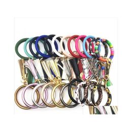 Party Favour Bangles Keys Ring Tassel Charms Leather Wrap Bracelets Pendants Chain Wristbands 22 Colours To Choose Lxl965 Drop Deliver Dhmju