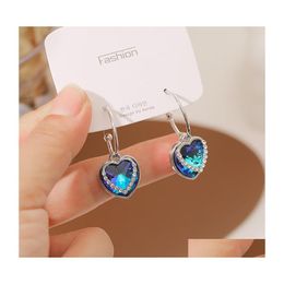 Dangle Chandelier Fashion Jewelry S925 Sier Post Heart Of Ocean Sapphire Earrings Blue Crystal Drop Delivery Dhr25