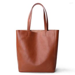 Evening Bags Women Totes Bag Genuine Leather Handbag Female Casual Tote Lady Cowhide Vegetable Tanning Shopping Shoulder