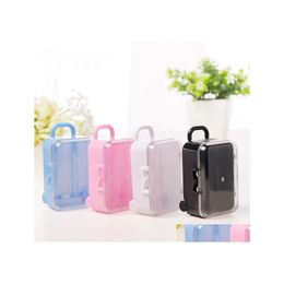 Other Event Party Supplies Acrylic Clear Mini Rolling Travel Suitcase Candy Box Baby Shower Wedding Favors Table Decoration Gifts Dhanx