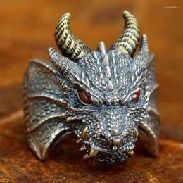 Cluster Rings Se Domineering Abyss Dragon Ring Retro Opening Adjustable Personality Trendy Male Country Style Live Mouth Index Finger