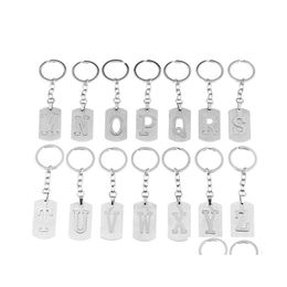 Keychains Lanyards Sier Letter Az Keychain Holder For Women Men 26 English Alphabet Keyring Jewellery Charm Handbag Pendant Key Ring Dhfal