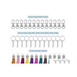 Keychains Lanyards Veet Tassel Keychain Making Kit For Women Bag Pendant Zinc Alloy Lobster Clasp Keyrings With Chain Diy Accessor Dhwm2