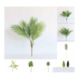 Decorative Flowers Wreaths Artificial Nordic Palm Leaf Simation Plant Loose Tail Phoenix Bamboo Home Wedding Pography Garden Drop Otlyz