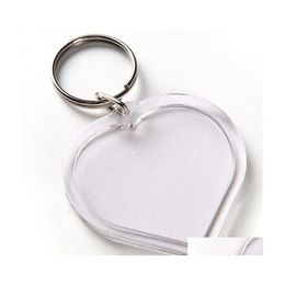 Key Rings Heart Shaped Diy Acrylic Blank Picture Frame Keychains Transparent Insert P O Pendant Ring Jewellery Accessories 41 Drop Deli Dhxz7