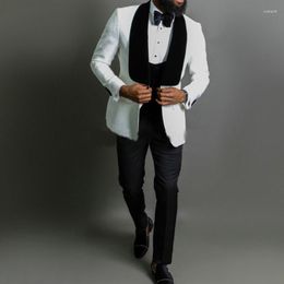 Men's Suits 2023 White Jacquard Jacket For Men Slim Fit Wedding Tuxedo Custom Made Groom Costume Homme Man Blazer