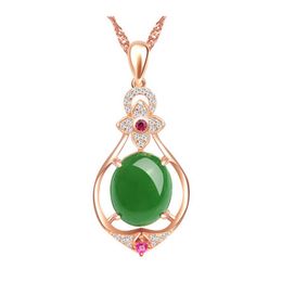 Pendant Necklaces Natural Green Jade Necklace Jadeite Fashion Charm Jewellery Gifts Rose Gold Bdehome Drop Delivery Pendants Dhlry