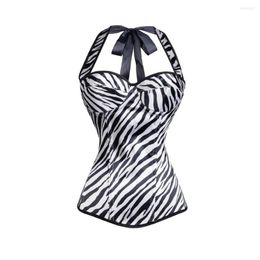 Women's Shapers Sexy Women Corset Bustier Zebra Overbust Lingerie Waist Trainer Lace Up Top Shapewear Plus Size S-6XL Black