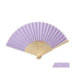 Other Home Decor Portable Size Diy Summer Bamboo Folding Hand Held Fan Chinese Dance Party Pocket Gifts Wedding Solid Colour Drop Del Otoc0