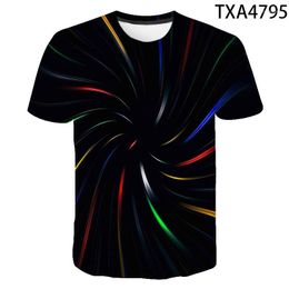 Men's T Shirts 2023 Colourful Laser 3D Casual Men Women Children Fashion Short Sleeve Boy Girl Kids Printed T-shirt Tops Tee