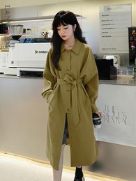 Women's Trench Coats LANMREM Fashion Women Coat Turn-down Collar Single Breasted Long Sleeves Female Clothes 2023 Spring 2YA356