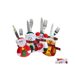 Christmas Decorations Tableware Ers Nonwoven Knife Fork Santa Snowman Shape Forks Knifes Er Bag Lxl401A Drop Delivery Home Garden Fe Dhzmw