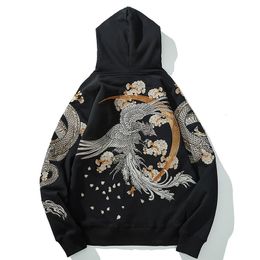 Men's Hoodies Sweatshirts Aolamegs Wholesale Link Men's Hip Hop Hoodies Chinese Dragon Embroidery Sweatshirt Harajuku Hooded Pullover High Street 230130