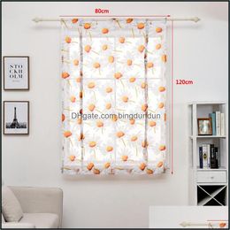 Curtain 80X120Cm Modern Bedroom Living Room Tle Flower Printed Short Sheer Curtains Window Drape Valance Home Decor Dbc Drop Deliver Dhead