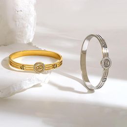 Bangle Greatera Delicate Zircon Eye Stainless Steel Bangles Bracelets For Women Trendy Gold Colour Metal Waterproof Jewellery 2023