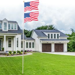 20 pies US América Banner Bandera de bandera Kit Solemn Decoración al aire libre Halyard Pole Bgztnflnqw
