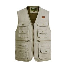 Men's Vests Vest Man Spring Cotton Polyester Oversized Waistcoat Multi-Pocket Reporter Director Top