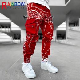 Men's Pants Rainbowtouches Cargo Pants Sweatpants Mens Pants Zip Pocket Men Pants Bandana Pattern Fabric Running Men's Trousers 230131