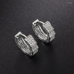 Hoop Earrings Exquisite Design Shiny Inlaid Zircon Gear Fashion High Sense Banquet Party Jewelry Gift