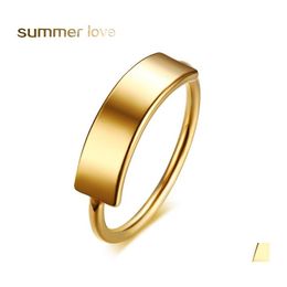 Wedding Rings Stainless Steel Bar Name Fashion Jewellery Can Engraved Letters By Buyer Gifts Gold Women Ring Drop Delivery Otsun