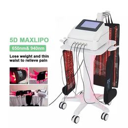 5D Maxlipo 650nm 940nm Lipo Laser Slimming LED Body Belt Light Therapy Back Pain Relief Fat Reducing 200w Lipolaser Machine For Salon Use